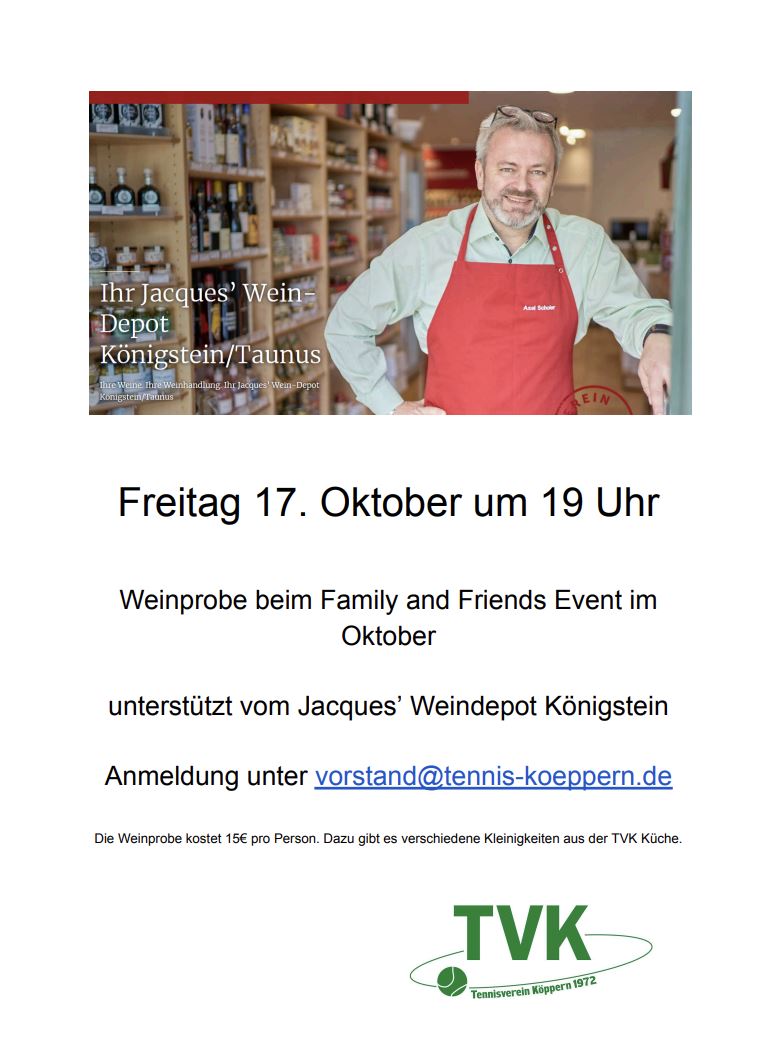 Du betrachtest gerade Weinprobe beim TVK am 17.10.