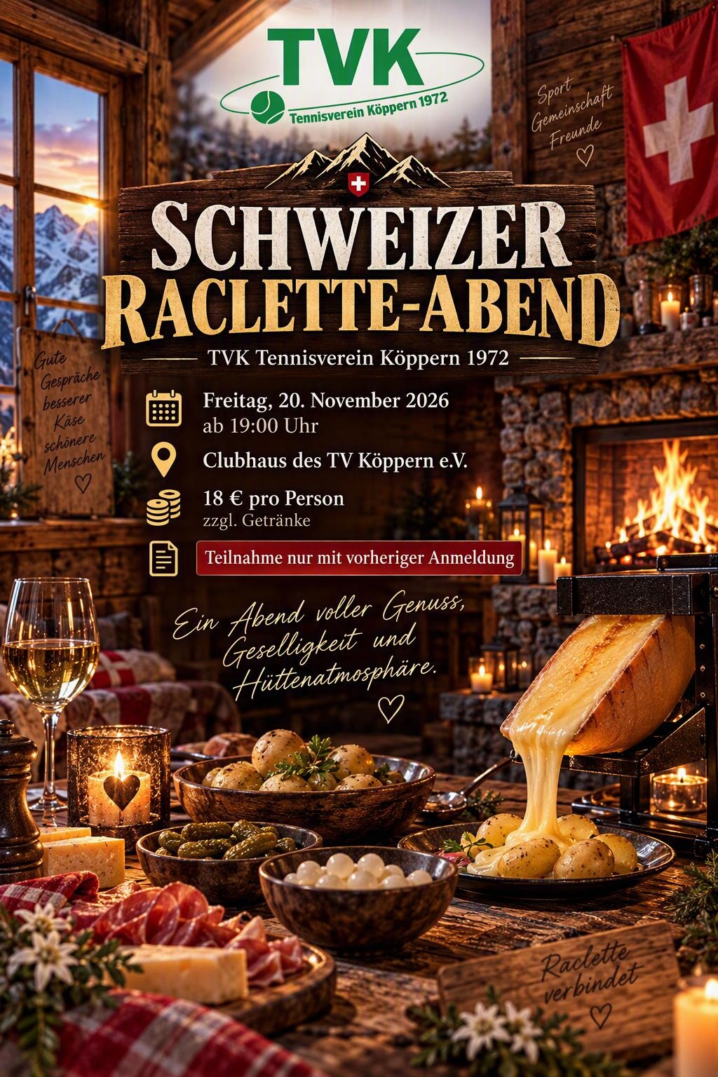 Du betrachtest gerade Schweizer Raclette Abend am 20.11.